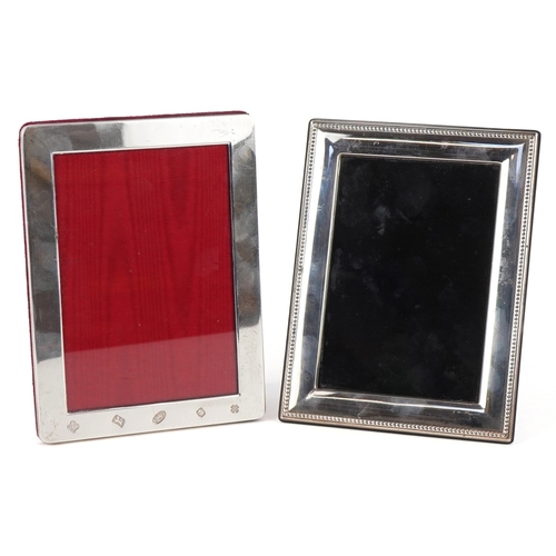3613 - Two Elizabeth II rectangular silver easel photo frames by Carrs and Kitney & Co., the largest 15.5cm... 
