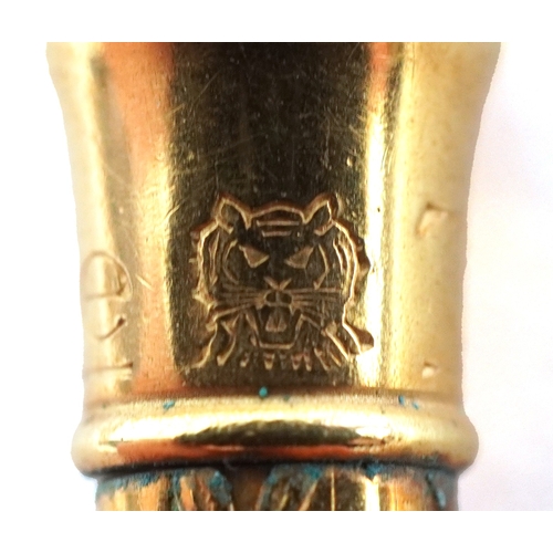 85 - Six gold plated and yellow metal propelling pencils, some with engine turned decoration including Cr... 