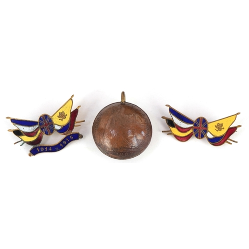 2821 - Sundry items including a German military interest porcelain miniature po, enamelled military interes... 