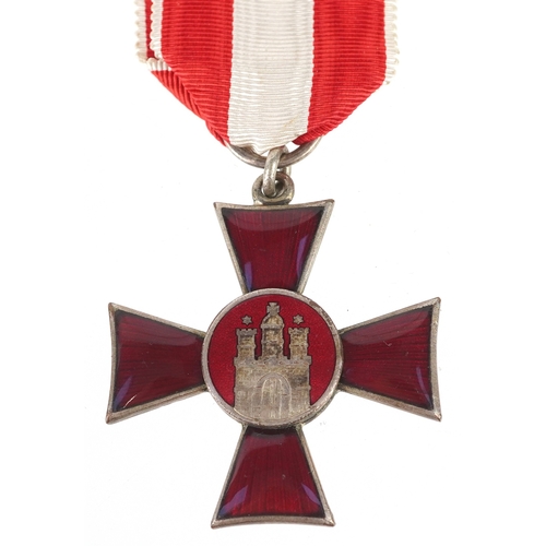 2719 - A German military interest enamelled Hamburg Hanseatic Cross.