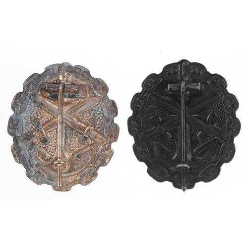 2745 - Two German military interest naval Wound style badges.