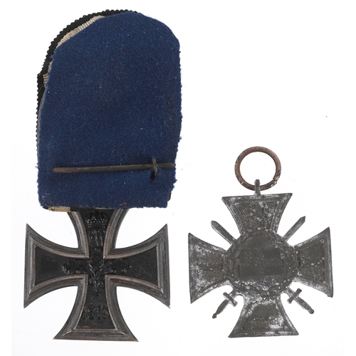 2718 - A German military interest Iron Cross and Flanders Marine Cross.