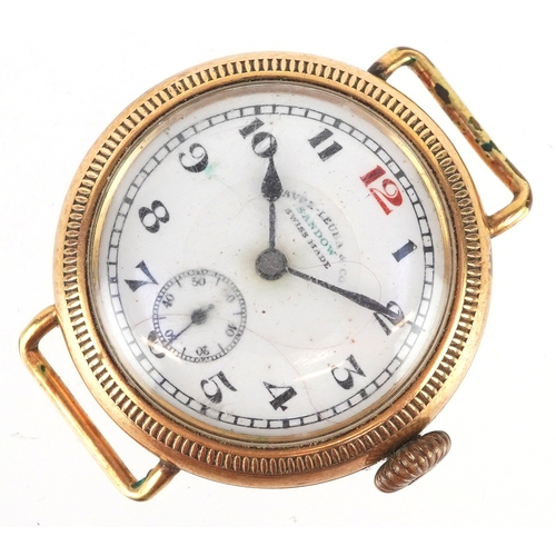 Favre Leuba & Co., A British military interest gold plated manual wind pocket watch having enamelled dial with Arabic numerals, the case engraved STS? W4804, the dial 25mm in diameter.