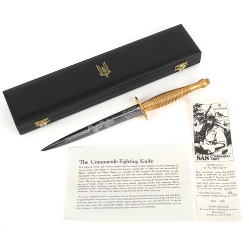 2842 - A limited edition SAS Commando knife by Crown Swords with certificate of authenticity numbered 563/1... 