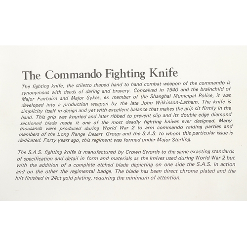 2842 - A limited edition SAS Commando knife by Crown Swords with certificate of authenticity numbered 563/1... 