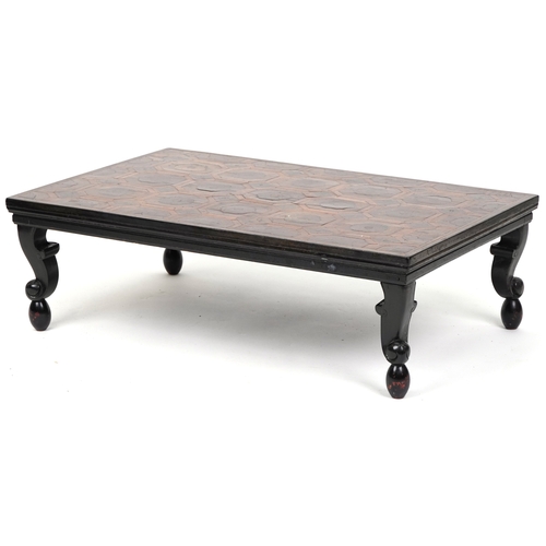 2003 - An 18th century mahogany and oyster veneered rectangular occasional table, the top with wire inlaid ... 