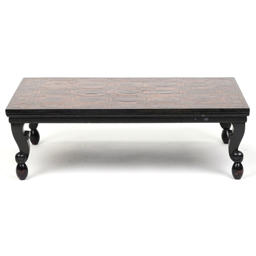 2003 - An 18th century mahogany and oyster veneered rectangular occasional table, the top with wire inlaid ... 