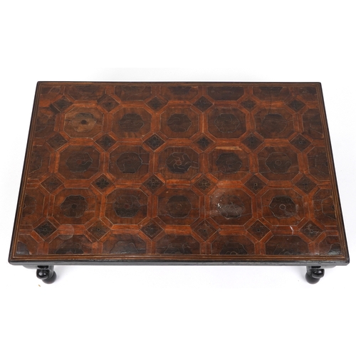 2003 - An 18th century mahogany and oyster veneered rectangular occasional table, the top with wire inlaid ... 