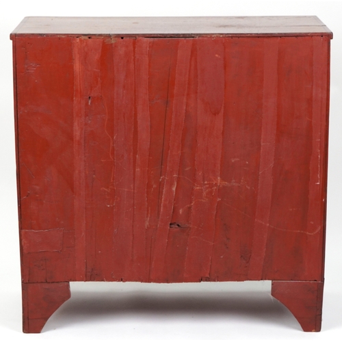 2001 - A late George III mahogany chest of two short and three long drawers raised on splayed bracket feet,... 