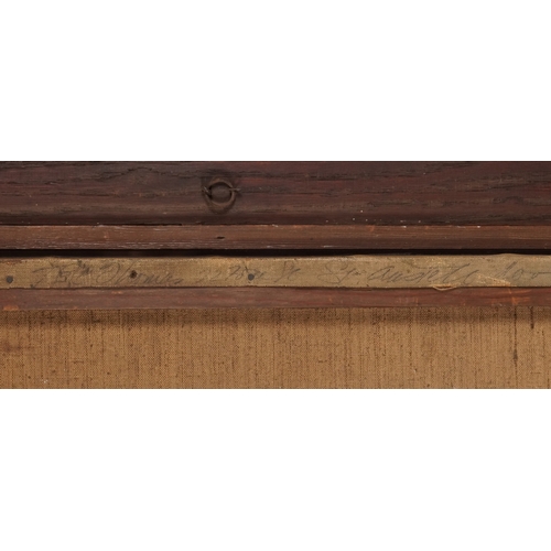 2494 - J. Thomas - Swan and goslings on a lake, 19th century British school oil on canvas, indistinctly sig... 