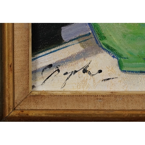 2395 - After F. C. B. Cadell - Pink roses, 20th century continental school oil on board within a silvered f... 