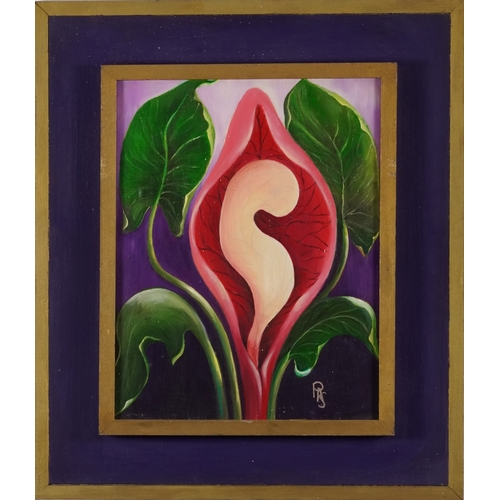 2393 - Pauline Ann - Birth, 20th century oil on canvas within a painted frame, 44cm x 33cm.