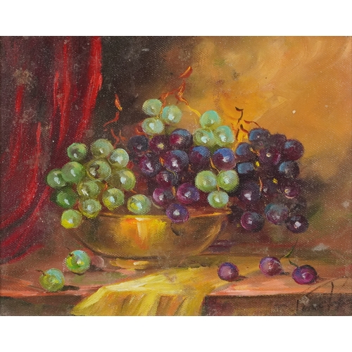 2451 - Tina Pope - A pair of still life bowls of fruit, 20th century British school, within a gilt frames, ... 