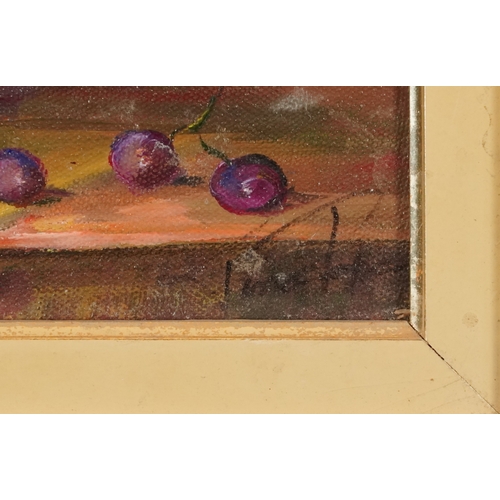 2451 - Tina Pope - A pair of still life bowls of fruit, 20th century British school, within a gilt frames, ... 