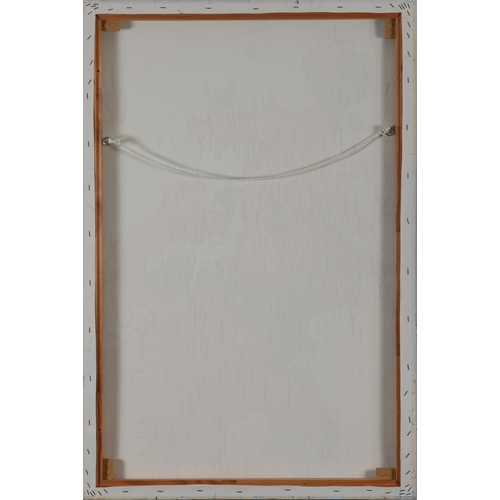 2463 - Clive Fredriksson - Abstract faces, Modern British school oil on canvas, unframed, 91cm x 61cm.