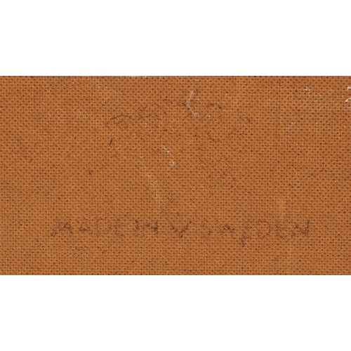 2266 - Edward Elliot - Panoramic harbour view, 20th century oil on board, within a white frame, 32cm x 121c... 