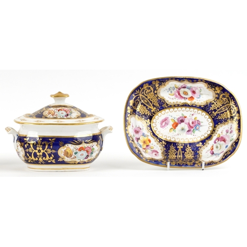431 - 19th century English porcelain teaware, possibly Coalport, including a teapot, sugar bowl and milk j... 