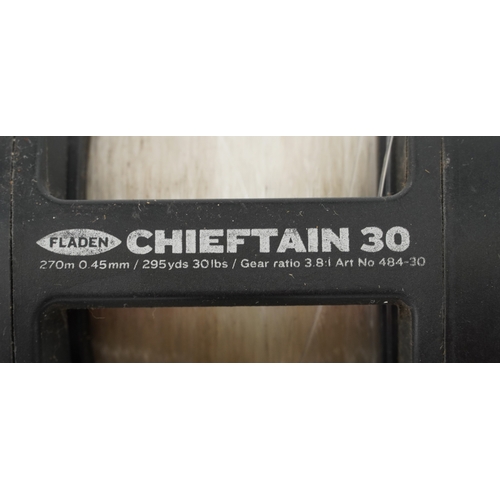 1373 - Four vintage fishing reels including Intrepid Rimfly Regular and Fladen Chieftain 30.