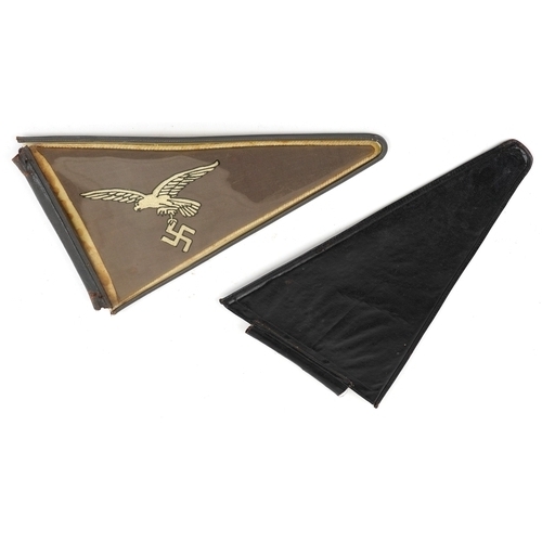  A German military interest staff car pennant flag, 36cm in length, with protective cover and leather... 