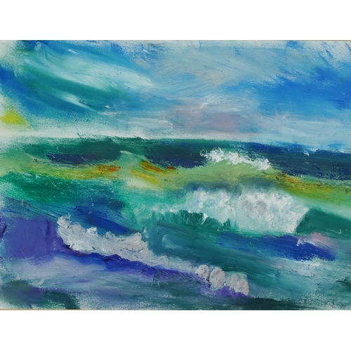 2421A - Donna Southern (Eastbourne 1960-2024) - Choppy Seas number 1, mixed media on paper, framed and glaze... 