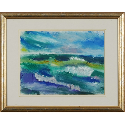 2421A - Donna Southern (Eastbourne 1960-2024) - Choppy Seas number 1, mixed media on paper, framed and glaze... 