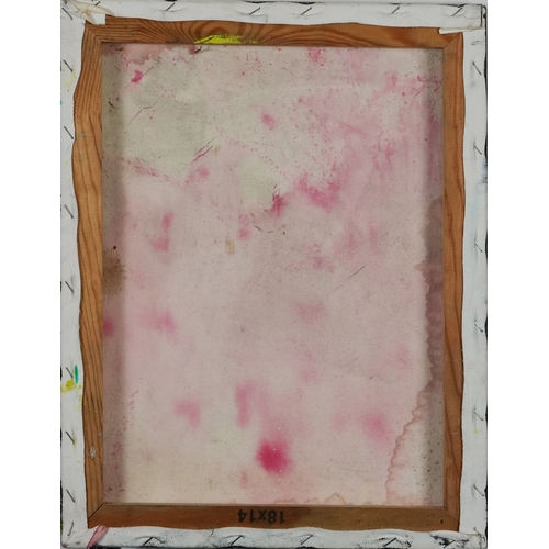 2559 - Donna Southern (Eastbourne 1960-2024) - Abstract poppies, mixed media on canvas, unframed, 46cm x 35... 