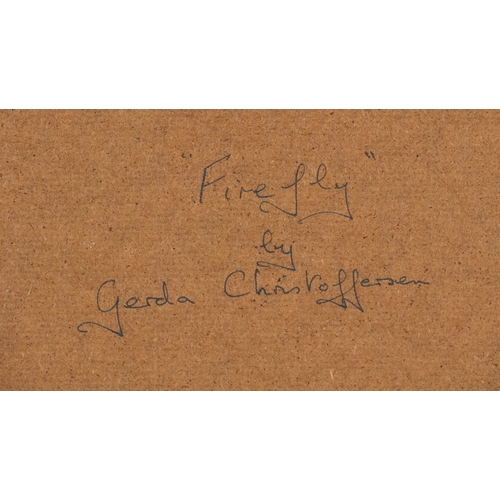 2539 - Gerda Christoffersen -  Firefly, 20th century print on board, framed, 48cm x 38cm.