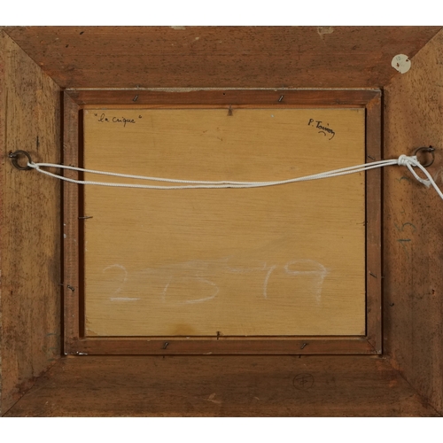 2538 - P. Tavroy - La Cinque, 20th century French school oil on board, indistinctly signed, framed, 20cm x ... 