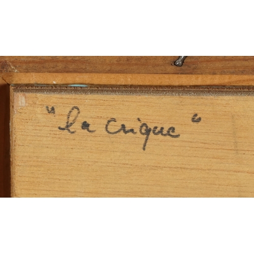 2538 - P. Tavroy - La Cinque, 20th century French school oil on board, indistinctly signed, framed, 20cm x ... 