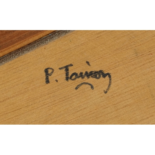 2538 - P. Tavroy - La Cinque, 20th century French school oil on board, indistinctly signed, framed, 20cm x ... 