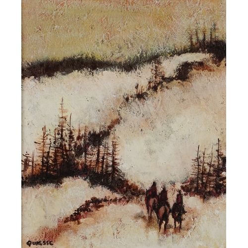 2304 - Claude Quiesse (French B. 1938) - Figures on horseback, 20th century French school oil on canvas, fr... 