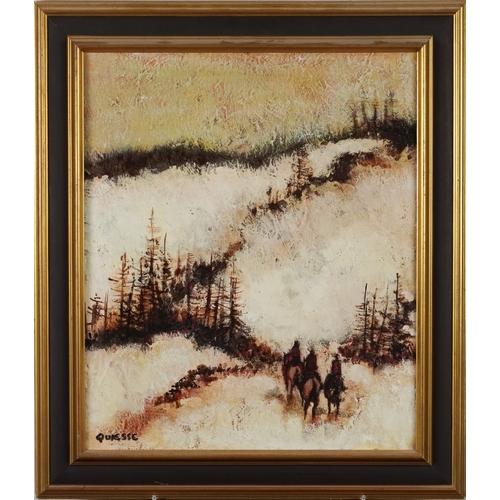 2304 - Claude Quiesse (French B. 1938) - Figures on horseback, 20th century French school oil on canvas, fr... 