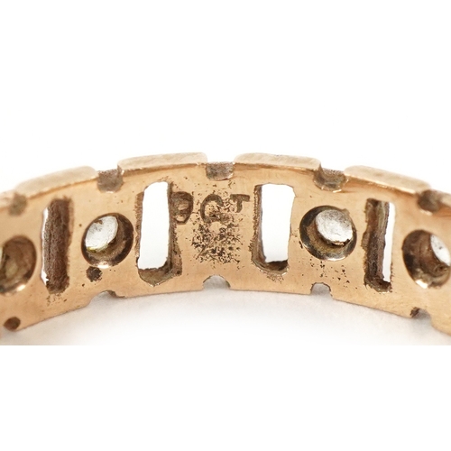 3365 - A 9ct gold clear stone eternity ring, size L, 2.0g.