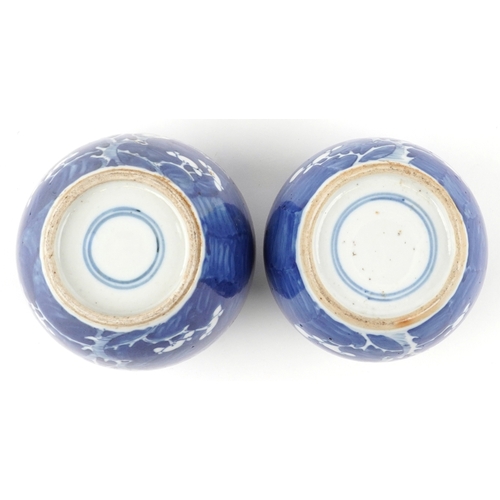 141 - Two Chinese blue and white porcelain ginger jars with hand painted floral decoration, the largest 15... 