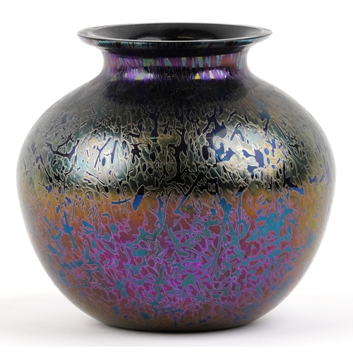 439 - A Royal Brierley iridescent art glass vase, 14cm high.