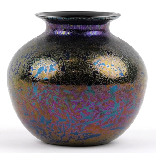 439 - A Royal Brierley iridescent art glass vase, 14cm high.