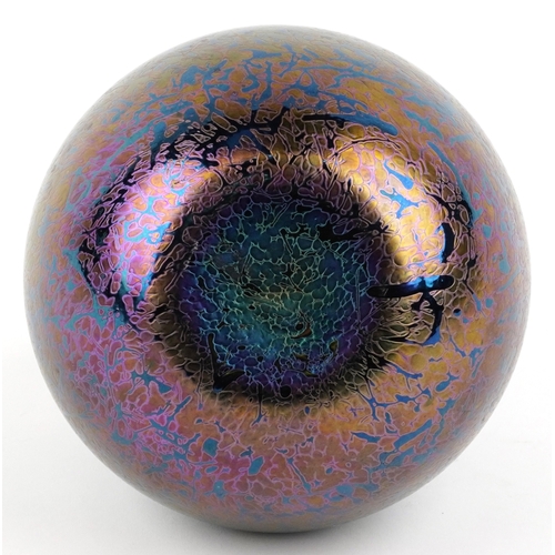 439 - A Royal Brierley iridescent art glass vase, 14cm high.