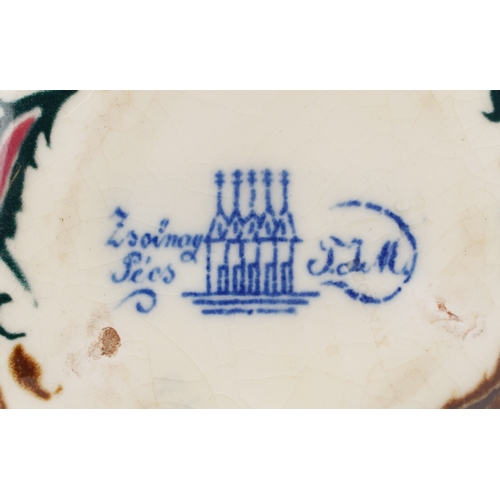 489 - Zsolnay Pécs, A Hungarian porcelain reticulated vase hand painted with stylized flowers, 15cm high.