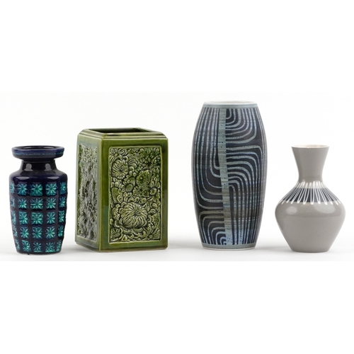 446 - 20th century studio pottery vases including Hornsea slipware, West German and Bretby, the largest 22... 