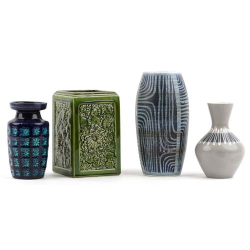 446 - 20th century studio pottery vases including Hornsea slipware, West German and Bretby, the largest 22... 