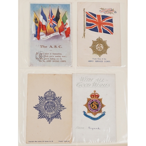 2780 - A collection of military interest postcards and silk greetings cards including To The Trenches by Mo... 