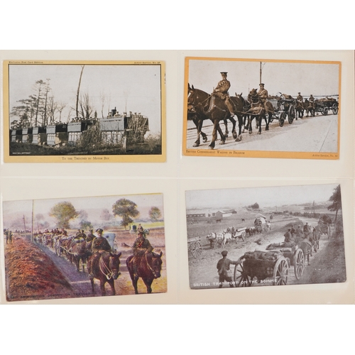 2780 - A collection of military interest postcards and silk greetings cards including To The Trenches by Mo... 