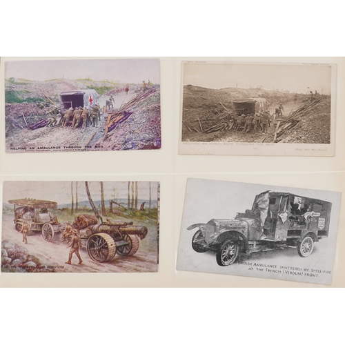 2780 - A collection of military interest postcards and silk greetings cards including To The Trenches by Mo... 