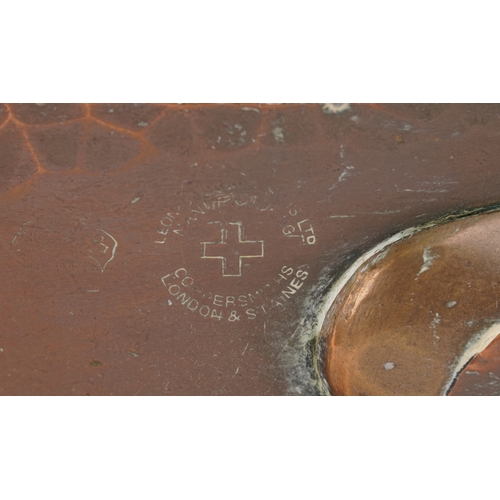 1786 - Antique metalware including a brass trivet, copper warming pans and jelly moulds, the largest 40cm i... 