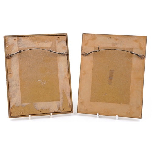 2443 - Two Chinese rice paper paintings of female attendants, mounted, framed and glazed, the largest 17cm ... 