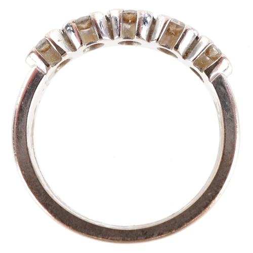 An 18ct white gold diamond five stone ring, size I, 4.1g.