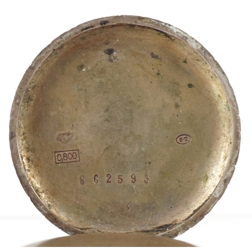 3296 - Two ladies silver open face keywind pocket watches having enamelled dials with Roman numerals, the l... 