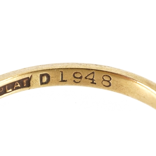 3334 - An 18ct gold and platinum graduated diamond five stone ring, size L, 2.5g.