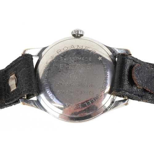 3385 - Roamer, a vintage gentlemen's Roamer by Brevet manual wind wristwatch, the dial 28mm in diameter.
