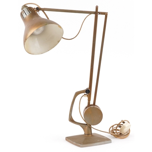 1793 - Horstman, a mid century gilt painted Anglepoise table lamp, 80cm high extended.